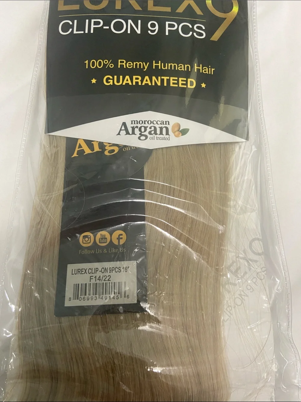 9-Piece Clip-On Remy Human Hair Extensions - Blonde